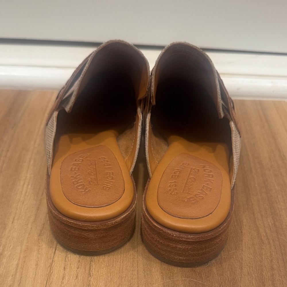 Kork-Ease Beige Loafer Slip-On Mules with Brown Braided Strap - Picture 3 of 5